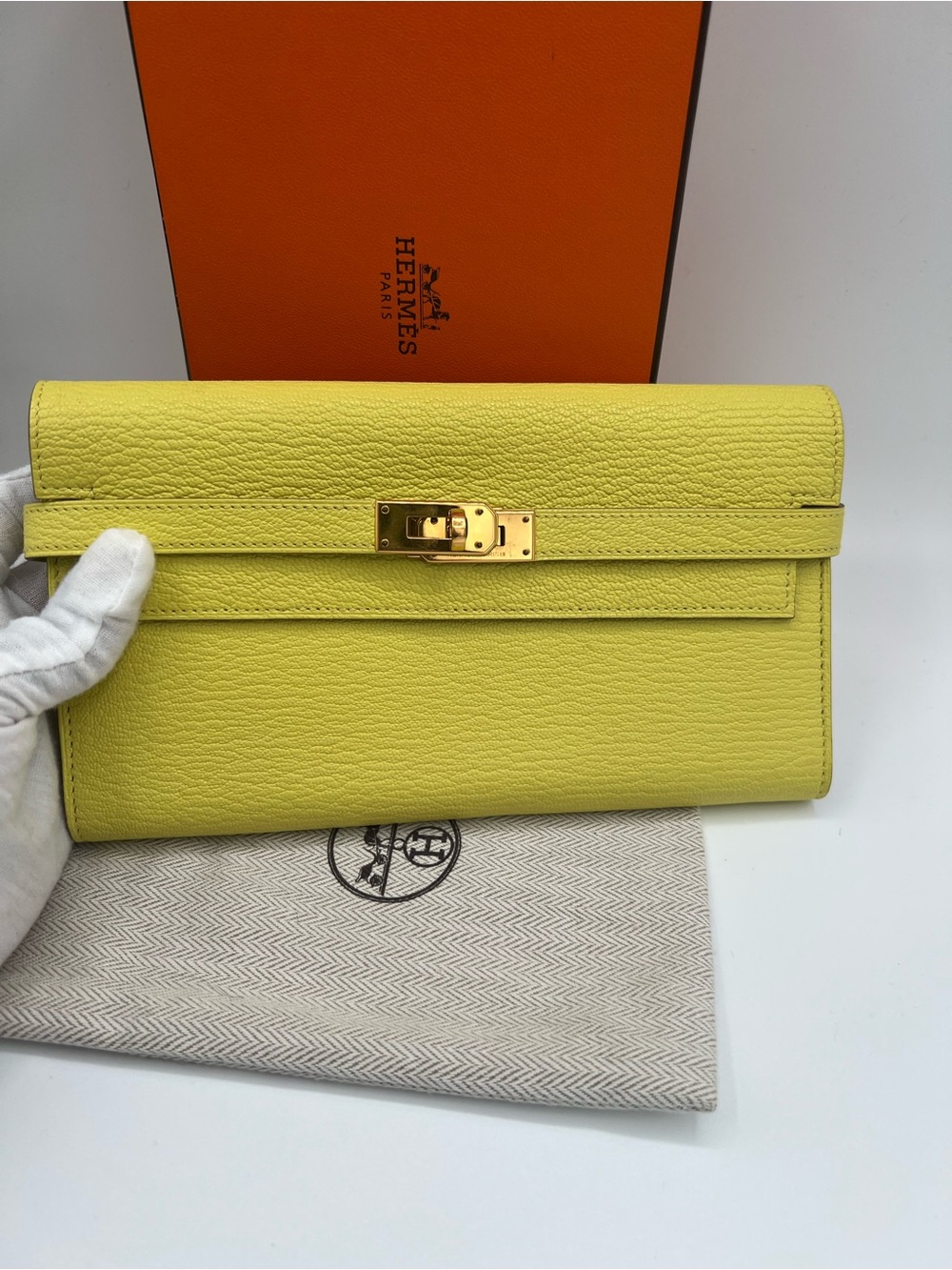 HERMES Kelly Wallet Long mysore gold hardware Unused full set 🔥😍 - Picture 2 of 9